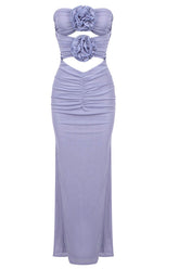 Adela Blue Strapless Cut Out Dress